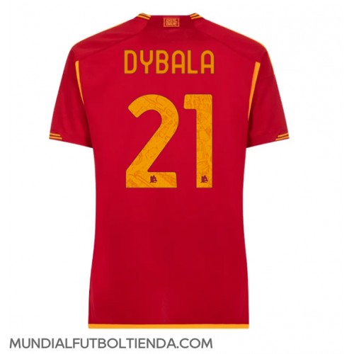 Camiseta AS Roma Paulo Dybala #21 Primera Equipación Replica 2023-24 para mujer mangas cortas